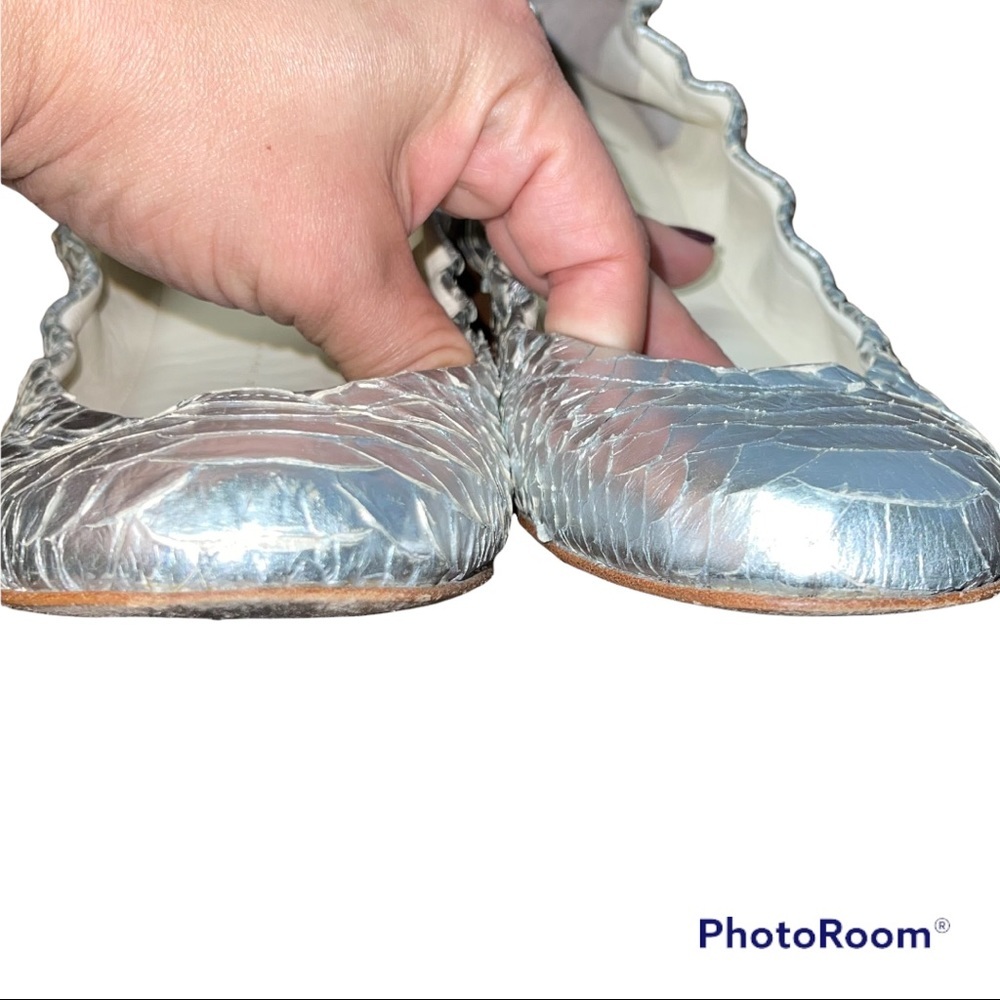 Giuseppe Zanotti Silver Python Ballet Flat 40 - image 5